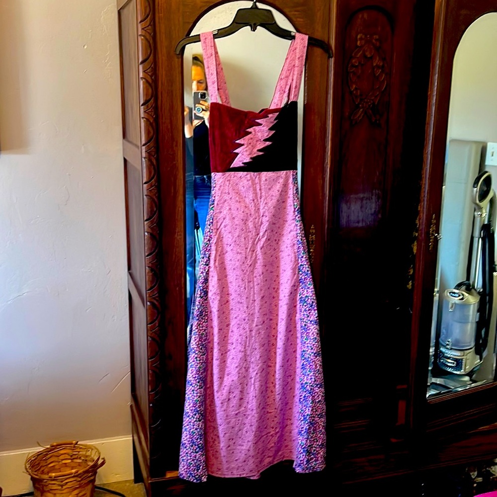 Small, Gypsy Rose, Grateful Dead lightning bolt, corduroy patchwork dress.